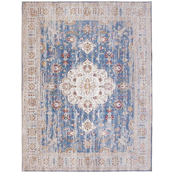 Shop Machine Washable Persian Distressed Rug Light Blue 4 X 6 On Sale Overstock 31572311