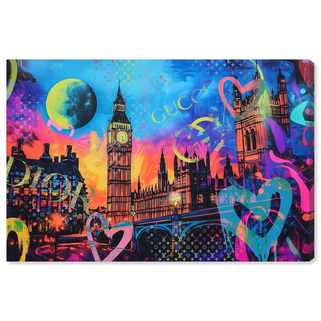 London Graffiti Canvas by Art Remedy, Gallery Wrapped