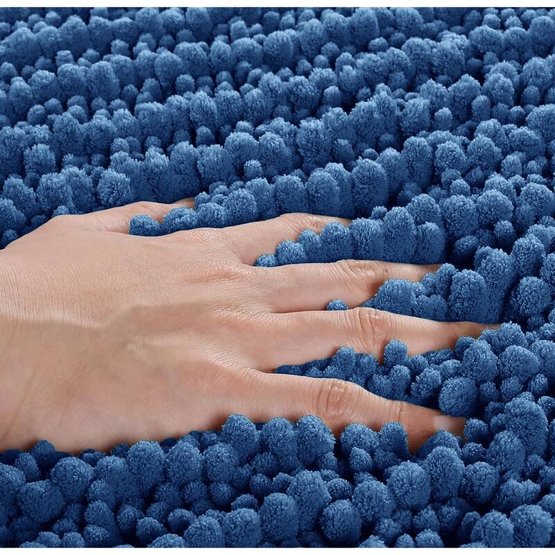 36"x24" - Blue Soft Cozy Plush Chenille Bath Mat Bathroom Rug