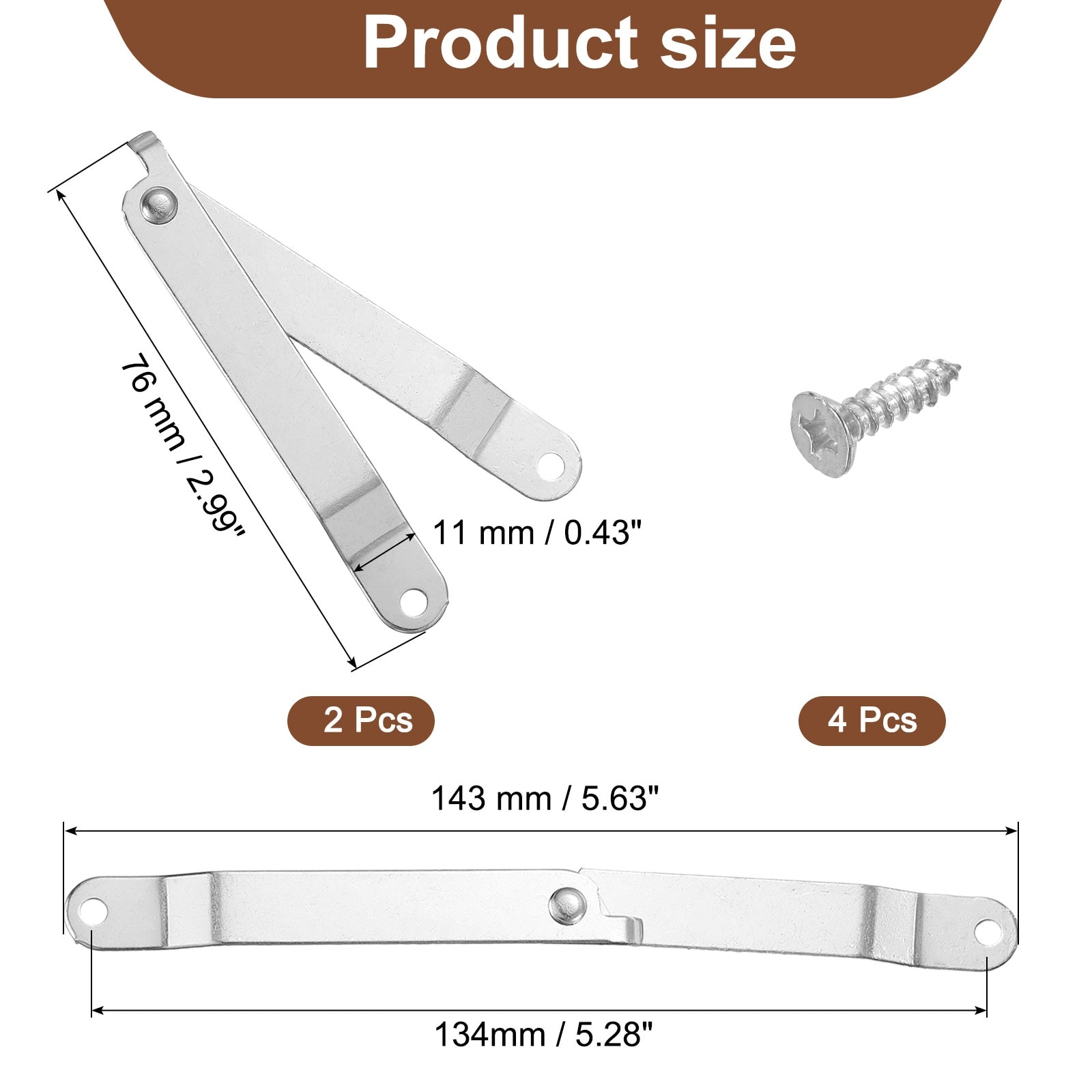 Folding Lid Support Hinges, Lift Up Lid Stay Hinge - Silver