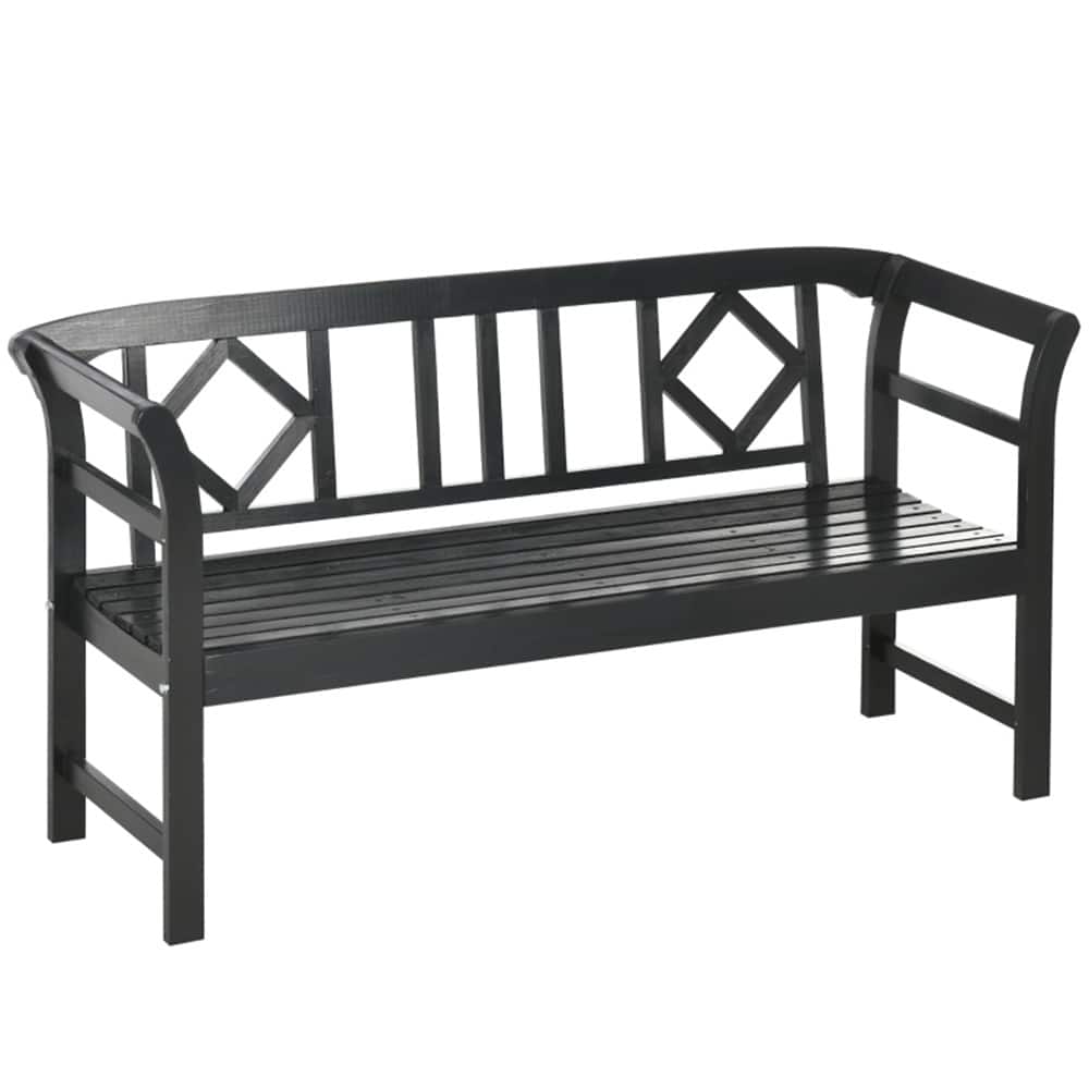 Fir Wood Garden Bench with Vintage Design Slatted Seat and Back for Outdoor Patio - 61.5" W x 20.75" D x 32.75" H