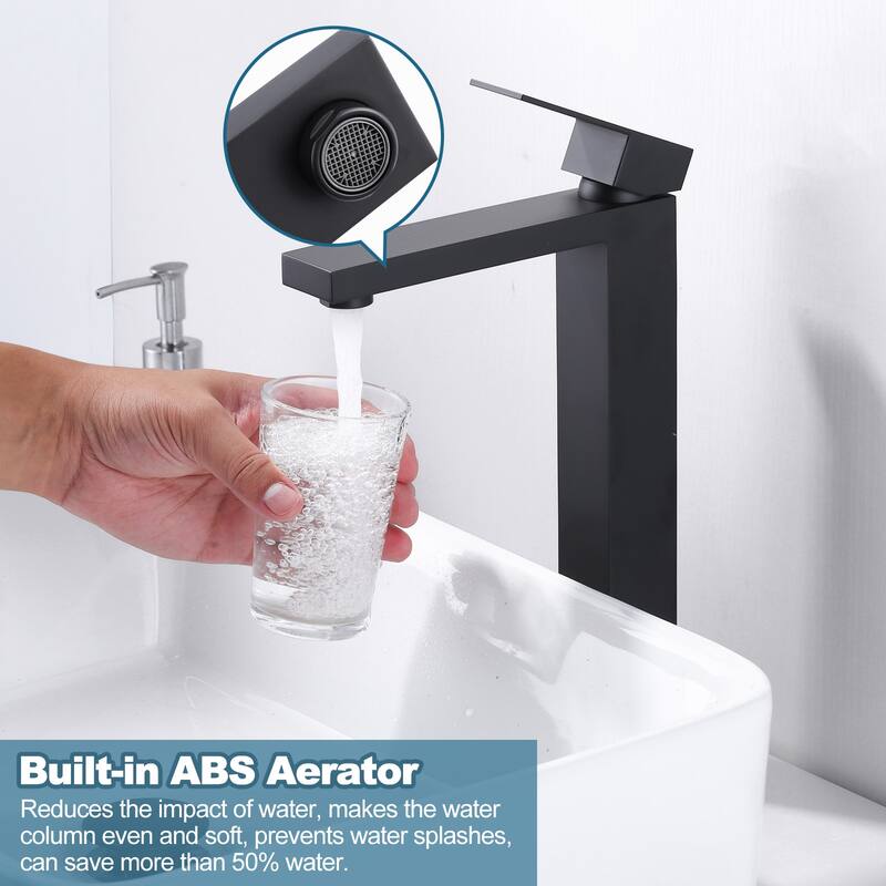 WOWOW Single Handle Single Hole High Arc Bathroom Vessel Faucet