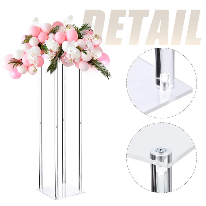 2pcs Wedding Flower Stand Vase Column Acrylic Flower Stand - Clear - 7.9" x 7.9" x 31.5"