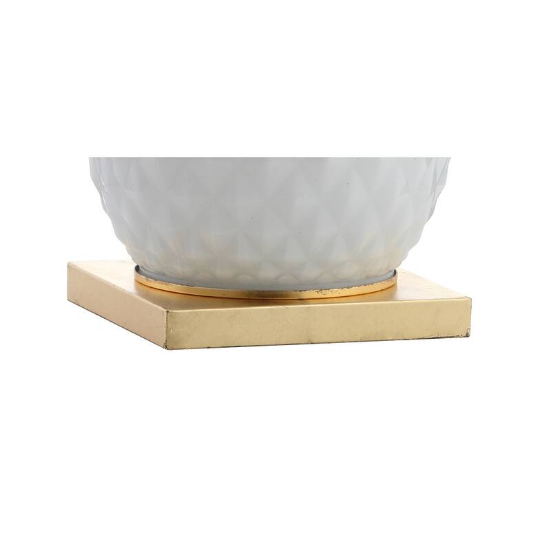 Ronald 25.5" LED Glass/Metal Table Lamp, White/Gold Leaf by JONATHAN Y