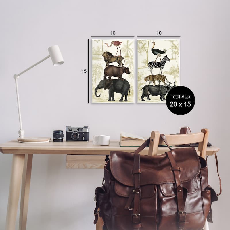 Stupell Stacked Safari Animals Wall Plaque Art Design By Victoria Barnes (Set of 2)