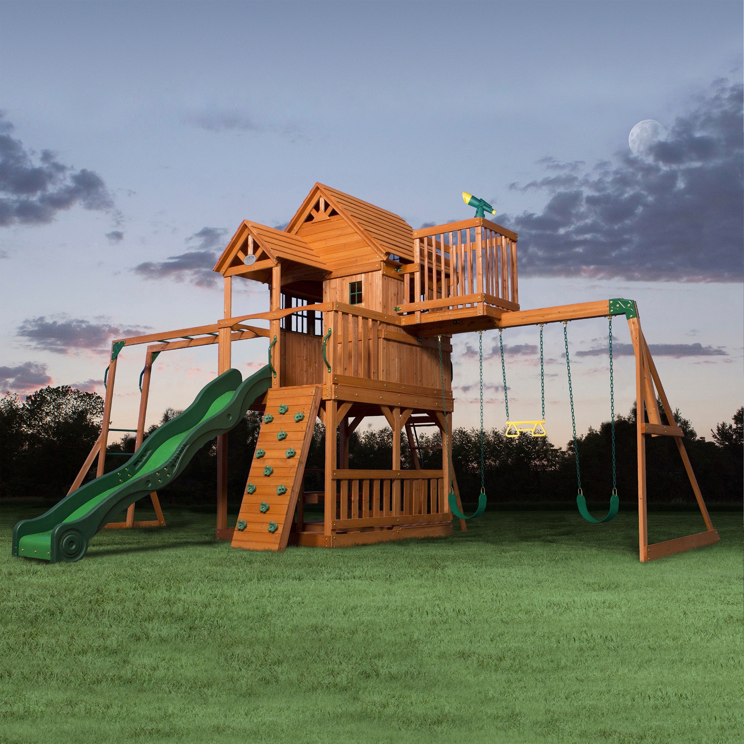 Backyard Discovery Skyfort II Cedar Wood Swing Set, Slide