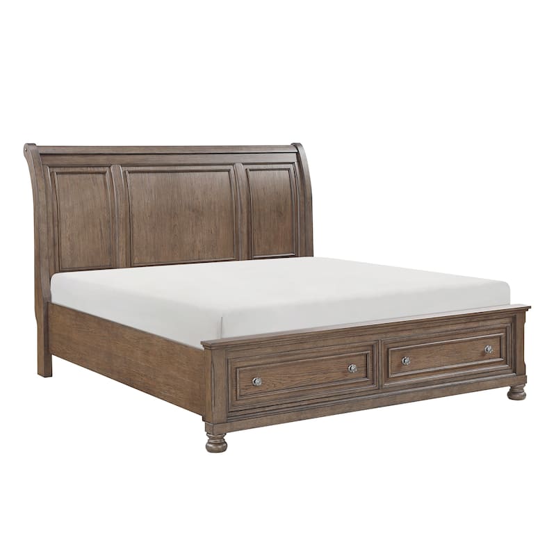 Antique Brown Finish Platform Storage Bed 1pc