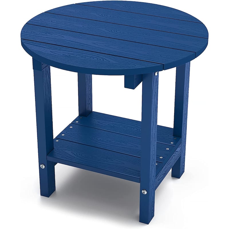 WINSOON All Weather HIPS Outdoor Side Tables 2-Tier Adirondack Tables End Tables 18inch - Navy