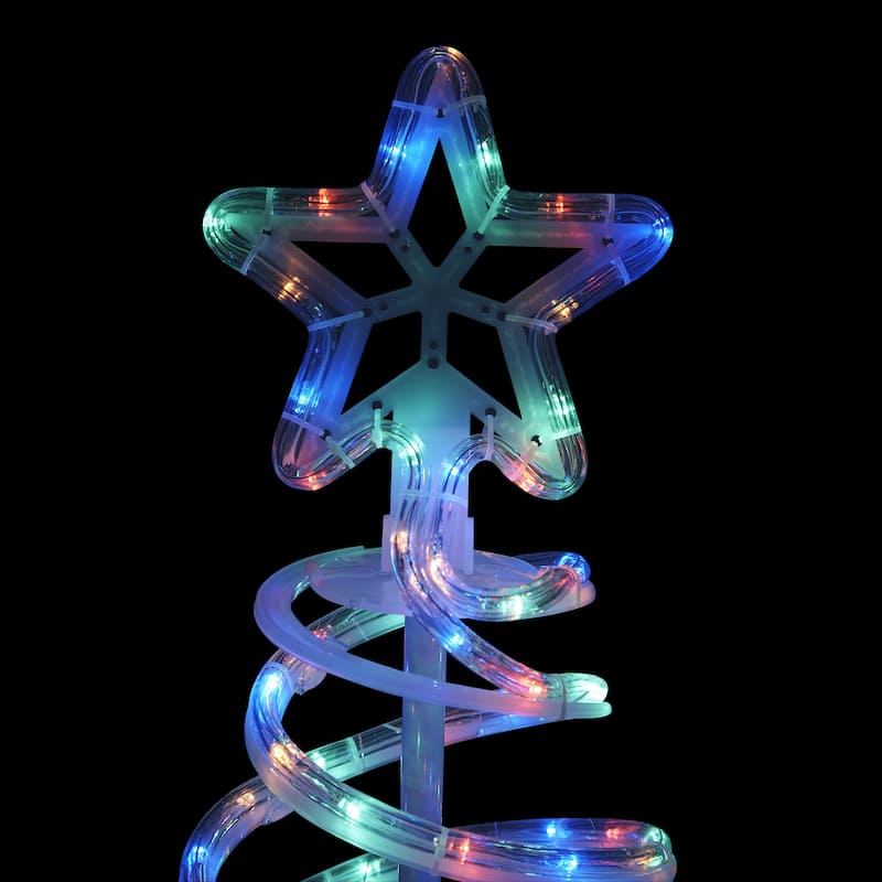 Alpine Corporation Indoor/Outdoor Artificial Spiral Christmas Tree with Multi-Color LED Lights - White
