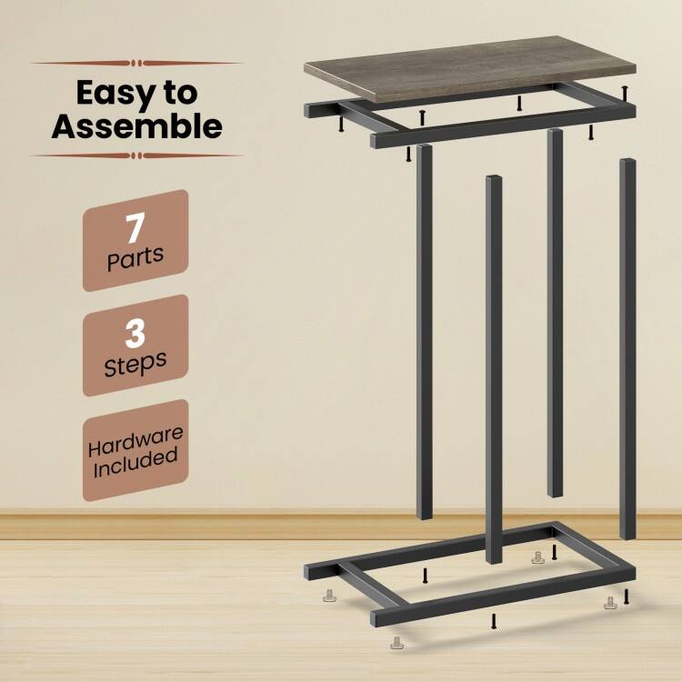 Metal Frame C End Table for Living Room Bedroom or Small Space