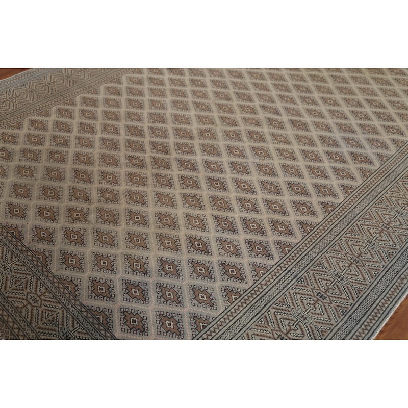 All-Over Geometric Turkoman Persian Vintage Rug Handmade Wool Carpet - 6'5"x 9'3"