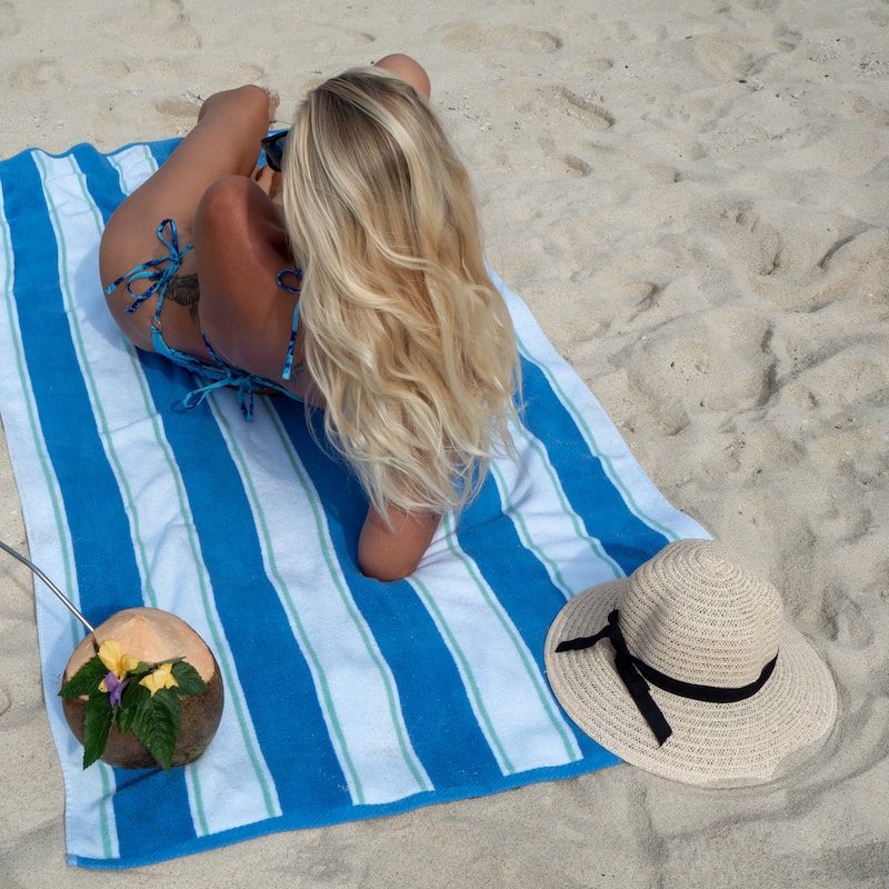 Aston & Arden Oversized Pinstriped Resort Beach Towel - 35x70