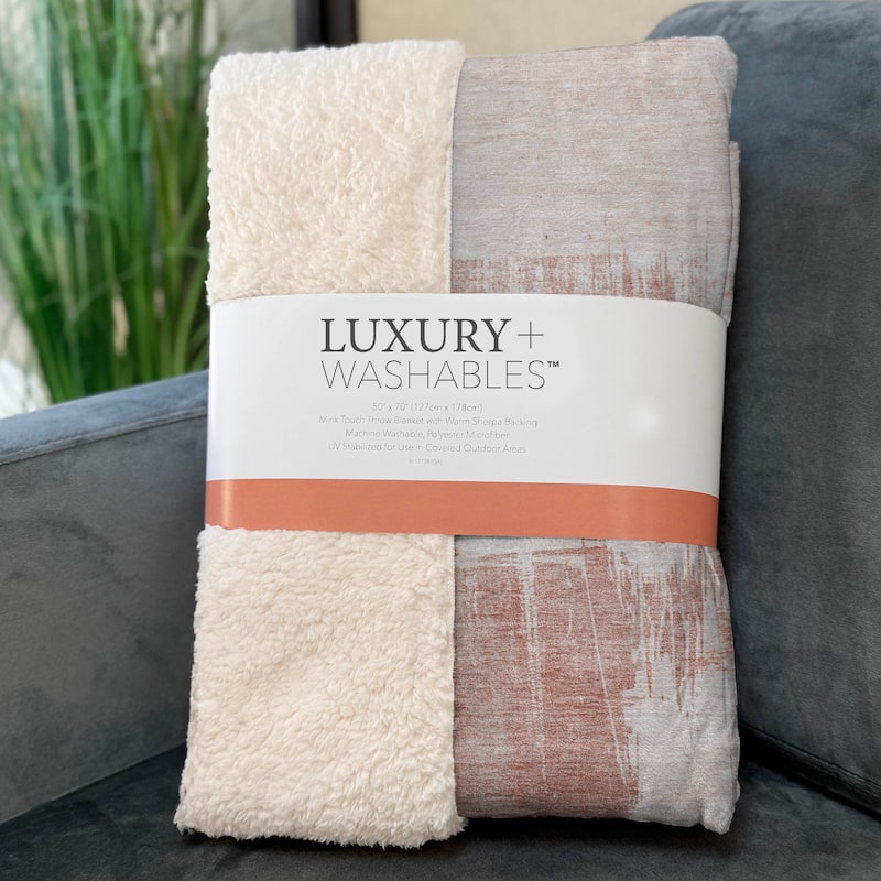 Premium Machine Washable Abstract Contemporary Sherpa Throw Blanket