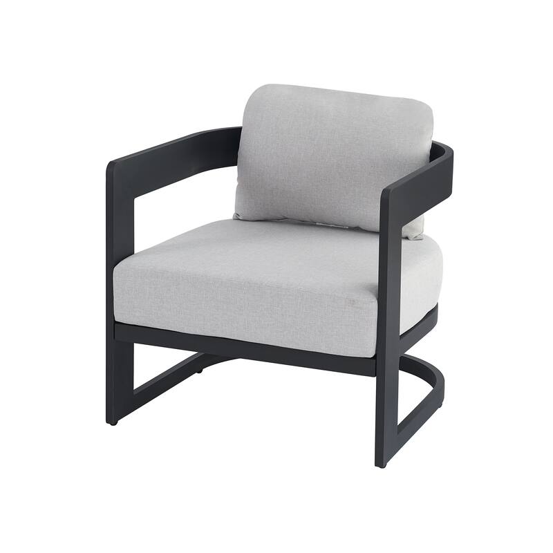 Roomfitters Elvis Outdoor Aluminum Club Chair with Olefin Cushions, Rust Resistant, Dark Grey - Single Unit