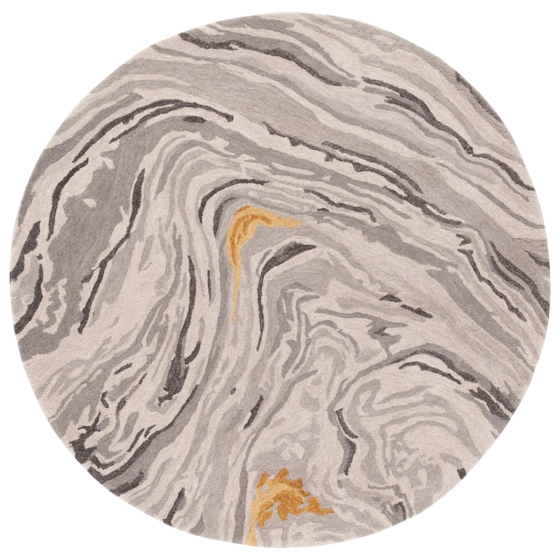 SAFAVIEH Handmade Soho Brittanie Modern Wool Rug - 6' Round - Grey/Gold