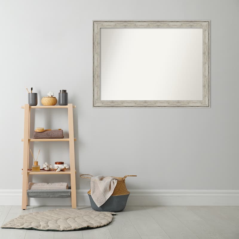 Non-Beveled Bathroom Wall Mirror - Crackled Metallic Frame