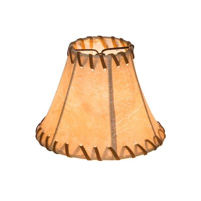 6 In. Wide X 4.5 In. High Faux Leather Tan Hexagon Shade