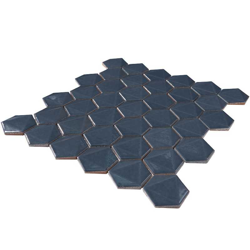 3D Hexagon 2" x 2" Glossy Porcelain Mosaic Tile