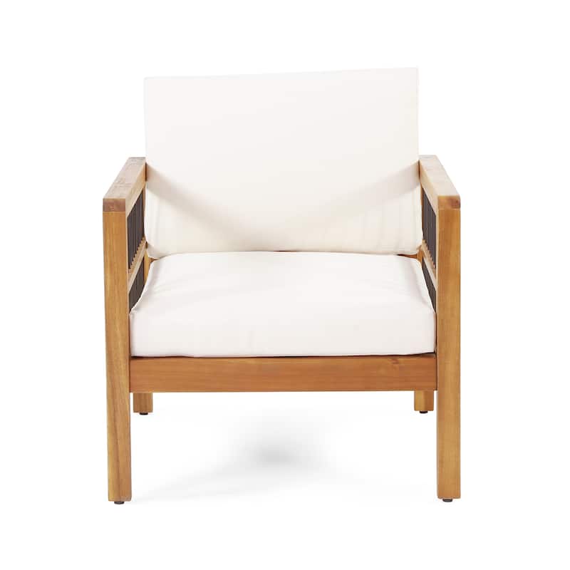 Acacia Wood and Wicker Outdoor Club Chair