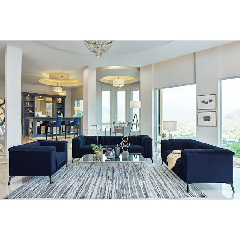 Chalet Blue 3-piece Tuxedo Arm Living Room Set - 3 Piece