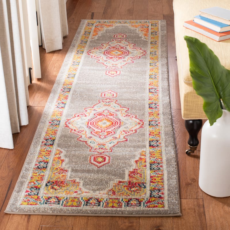SAFAVIEH Phoenix Vlefta Vintage Boho Oriental Rug - 2'3" x 8' Runner - Orange/Grey