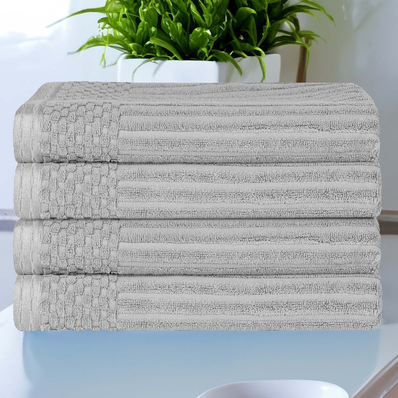 Superior Soho Ribbed Cotton Bath Towel Set of 4 - Silver