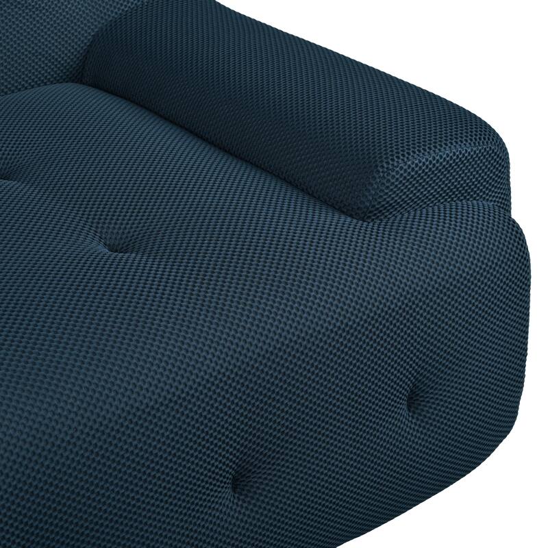 86.2'' Modern Minimalist Style Tufted Design Upholstered 3-Seat Compression Sofa in Dark Blue, Polyester