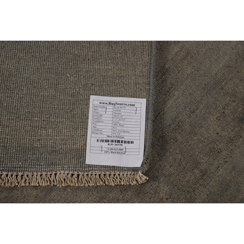 Gabbeh Modern Rug Handmade Solid Tribal Wool Carpet - 4'2" x 5'11"