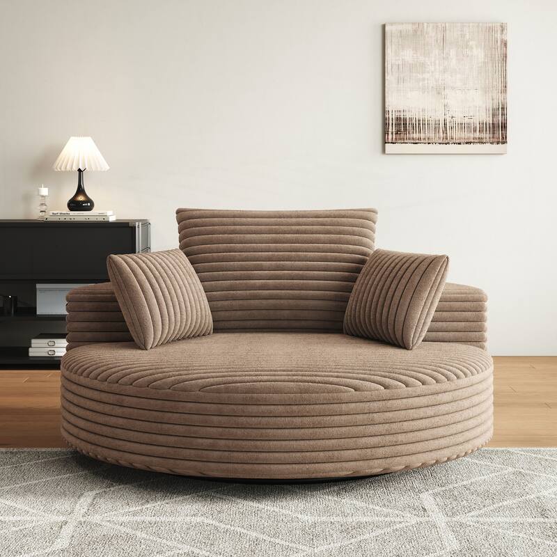 Corduroy Chenille Foam Single Swivel Chair - Brown