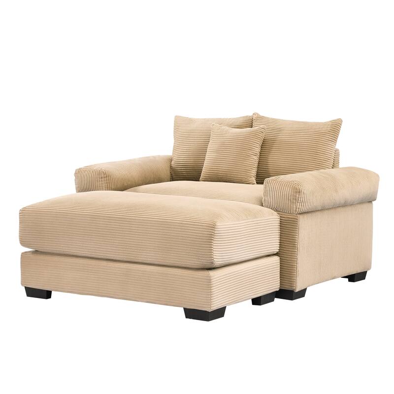Roomfitters 54.3" Oversized Cloud Modular Sofa & Ottoman, Corduroy Deep Seat Couch with Thick Armrests