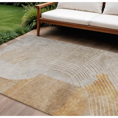 HomeRoots Geometric Transitional Rectangle Outdoor Rug