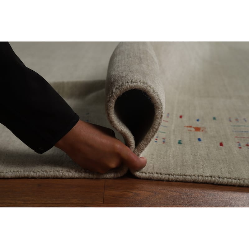 Hand Knotted Oriental 100% Wool Carpet Tribal Animal Pictorial Greys & Charcoal Gabbeh Area Rug - 9' 11'' X 8' 2''