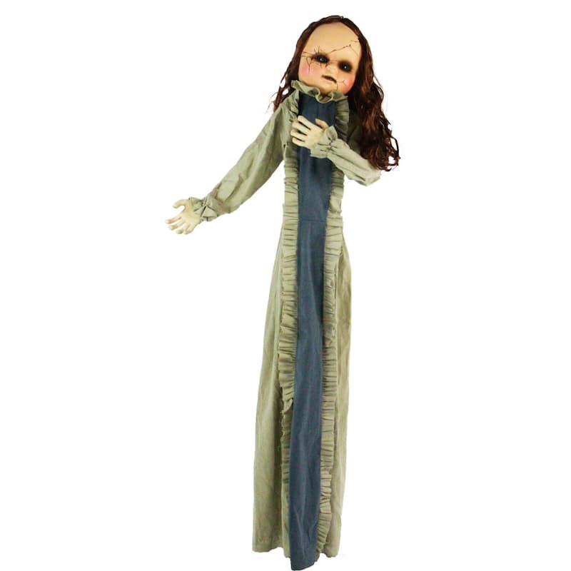 Haunted Hill Farm 5-Ft. Animatronic Zombie, Indoor/Outdoor Halloween Decoration, Flashing Red Eyes, Poseable, Battery-Operated