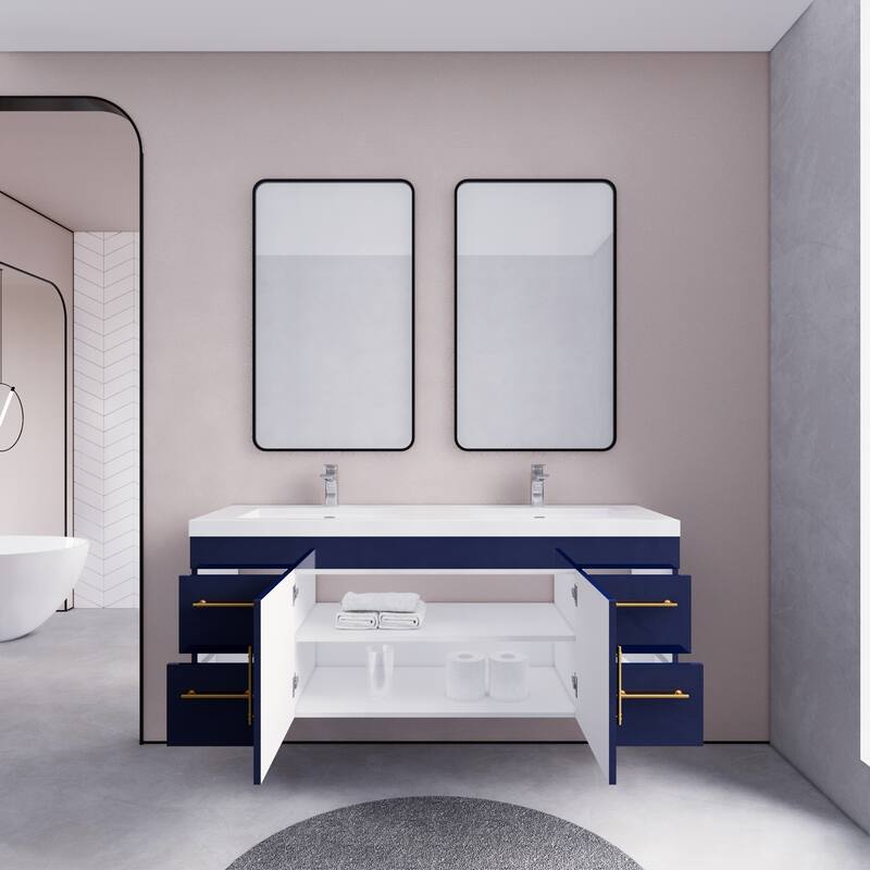 Eliza 60'' Wall Mounted Vanity with Double Sink