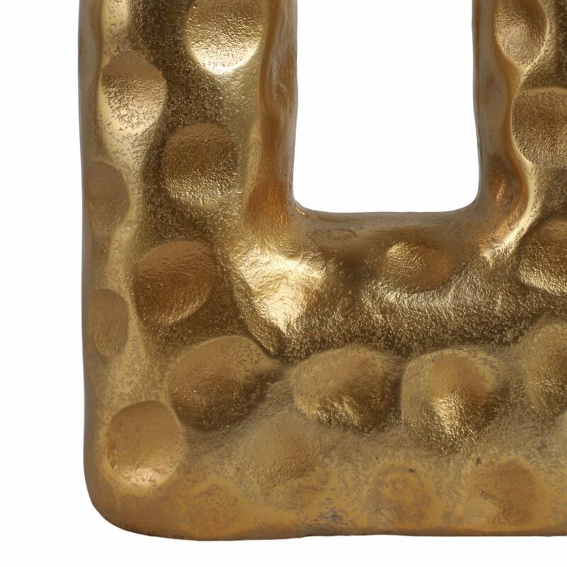 Metal Vase Hammered Texture with Rectangular Cutout Sculptural Design