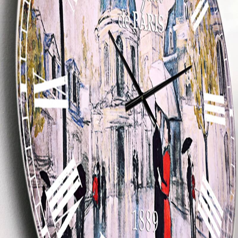Designart 'Love in Paris I' Romantic French Country Large Wall CLock Bed Bath & Beyond 26431302