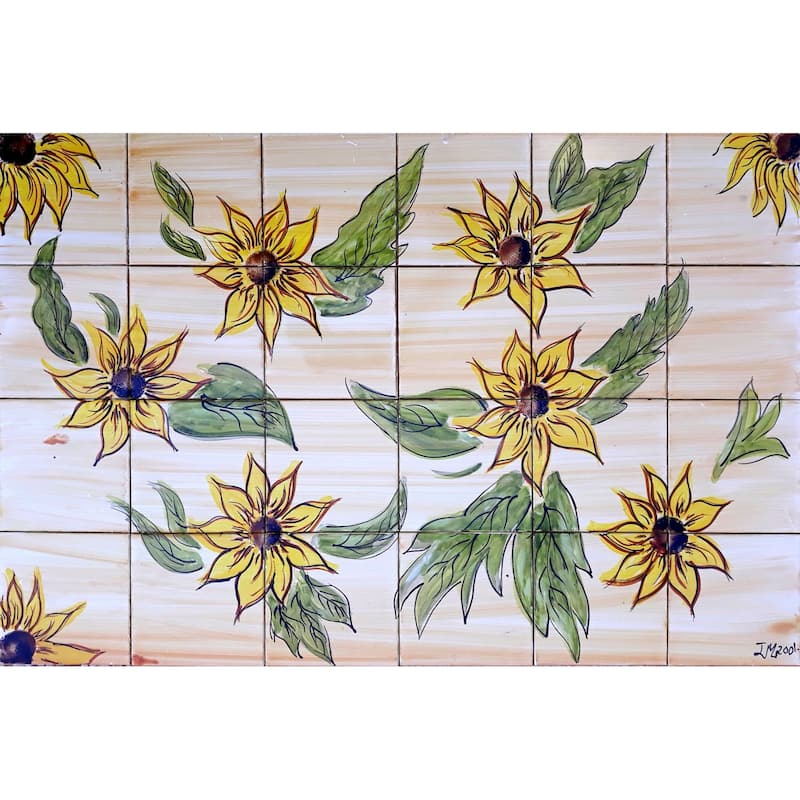 36x24 Sunflowers Kitchen Backsplash 24pcs Ceramic Tiles Wall Mural