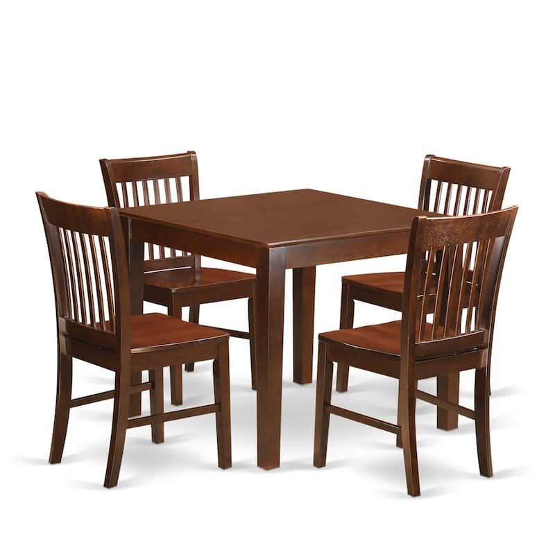 Bohemian Dining Set - 5 Piece Table & Chairs - 36 Inch Square - Mahogany Finish - Kitchen Dining Room Set