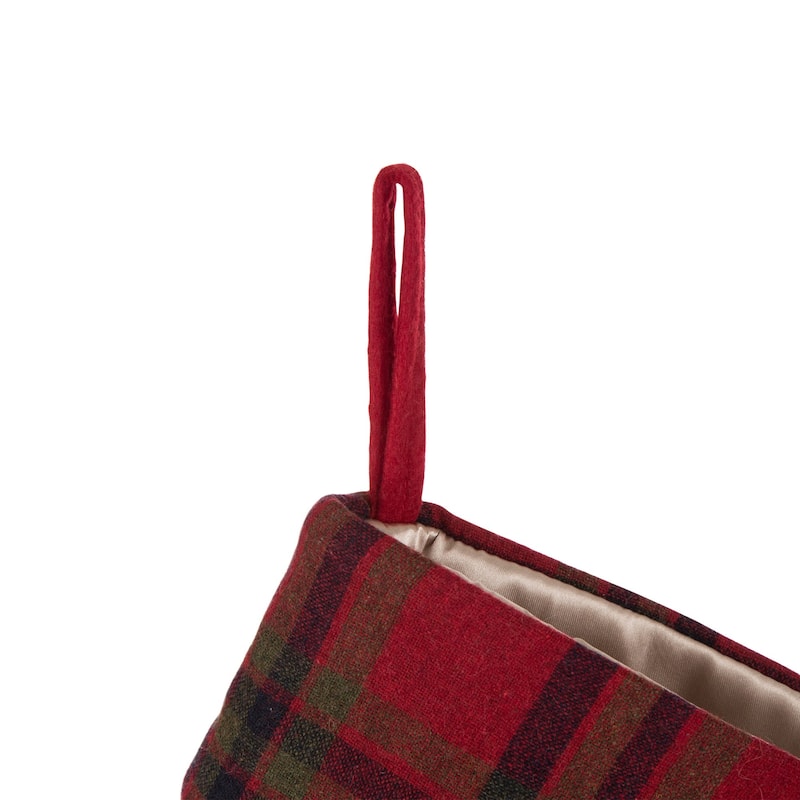 Glitzhome 21"L Dachshund Fabric Plaid Merry Christmas Stocking