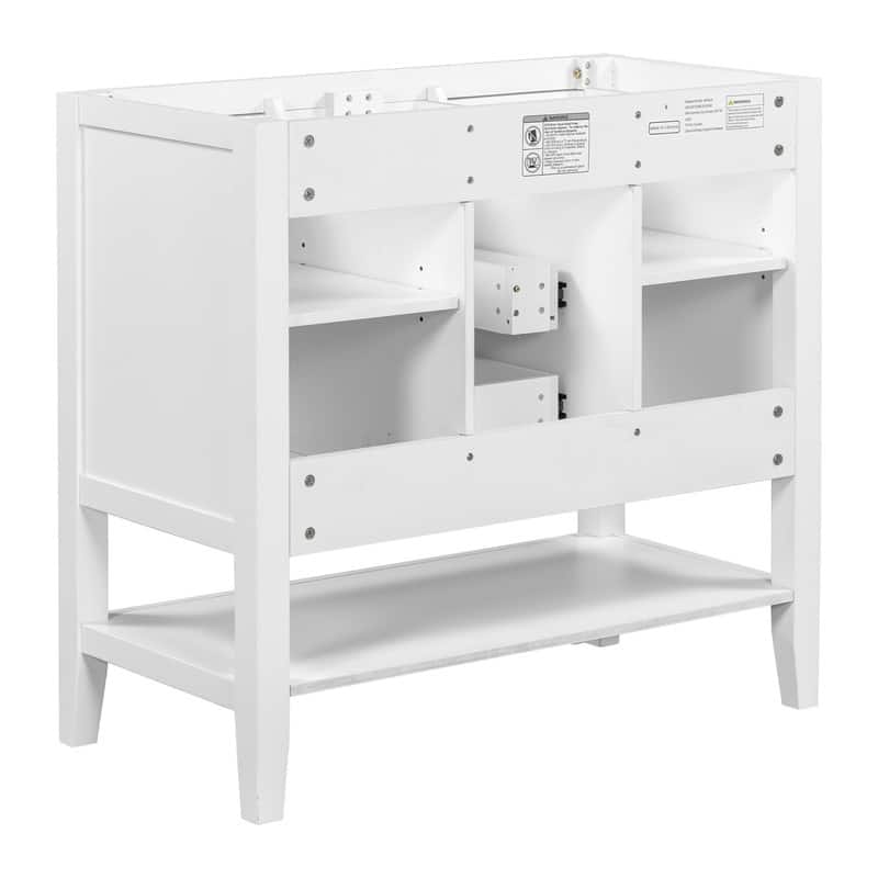 36" Bathroom Vanity with/without Sink, Bathroom Vanity Cabinet with 2 Cabinets and Drawers, Open Shelf, Solid Wood Frame