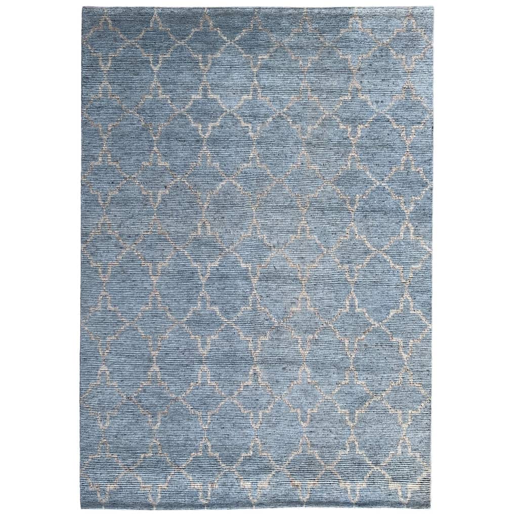 Blue Hand Knotted Wool Contemporary Gabbeh Rug, 6' x 9', soft stylish floor rug - L