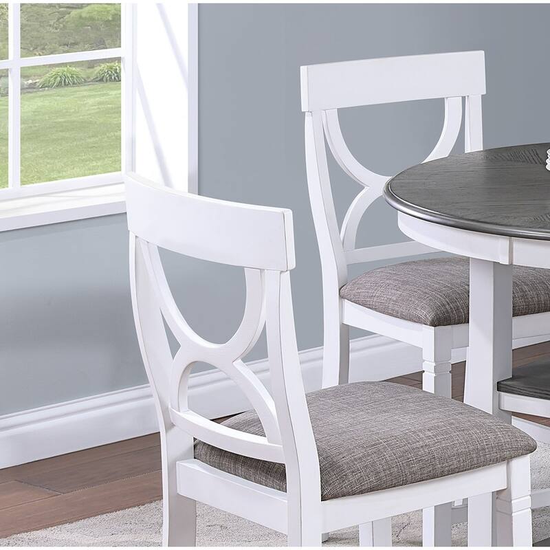 Counter Height Dining Table w Storage Shelve 4x Chairs Padded Seat Unique Design Back 5pc Dining Set White Color