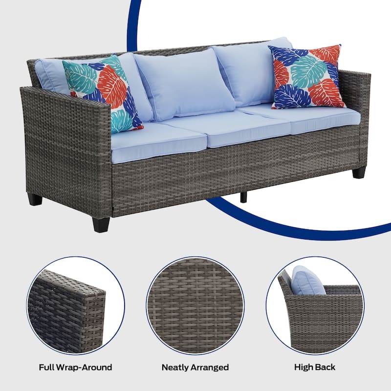 Ainfox Outdoor Patio Sofa Set Sectional Wicker Sofa Patio Furniture Rattan sofa
