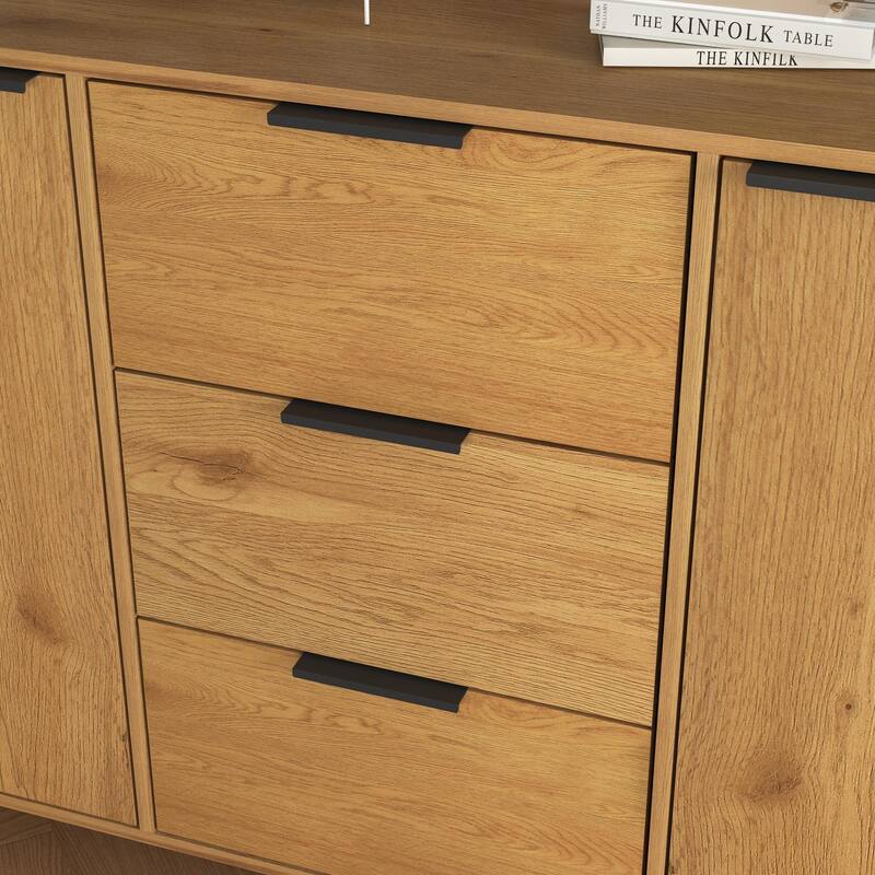 Wooden Sideboard Buffet Cabinet with Storage with 3 Drawers & 2 Doors