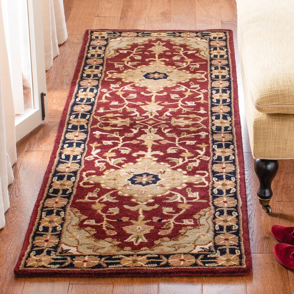 SAFAVIEH Handmade Heritage Harmony Stripe Traditional Oriental Wool Rug