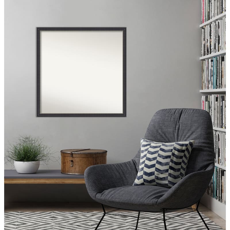 Stylish Black Non-Beveled Wood Framed Wall Mirror - Stylish Black