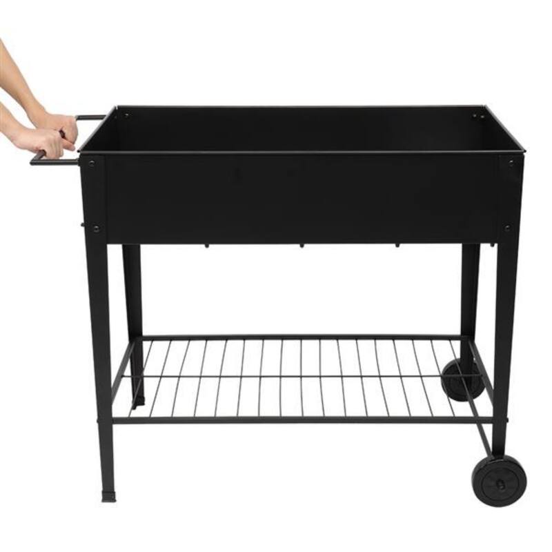 Metal Raised Garden Bed on Wheels for Outdoor Use - Black - 20''Wx39.81''Lx31.9''Hx7.11''D