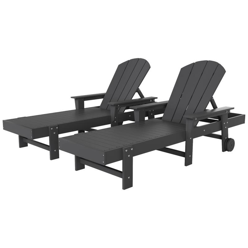Polytrends Laguna Hdpe All Weather Outdoor Patio Pool Reclining Chaise Lounge With Arms And Wheels (Set Of 2)