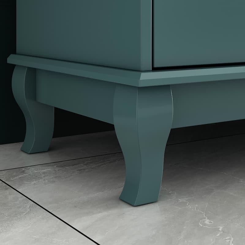 Black 8 Drawer Dresser with Solid Wood Legs, Modern Double Dresser Storage Cabinet for Bedroom, 55.1" Wide