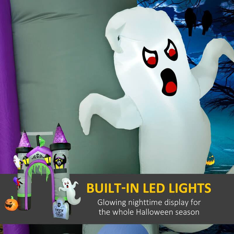 11.8 ft Inflatable Halloween Archway with Ghost Pumpkin Spider Bat LED Lights Waterproof Polyester - 126" W x 48.4" D x 141.7" H